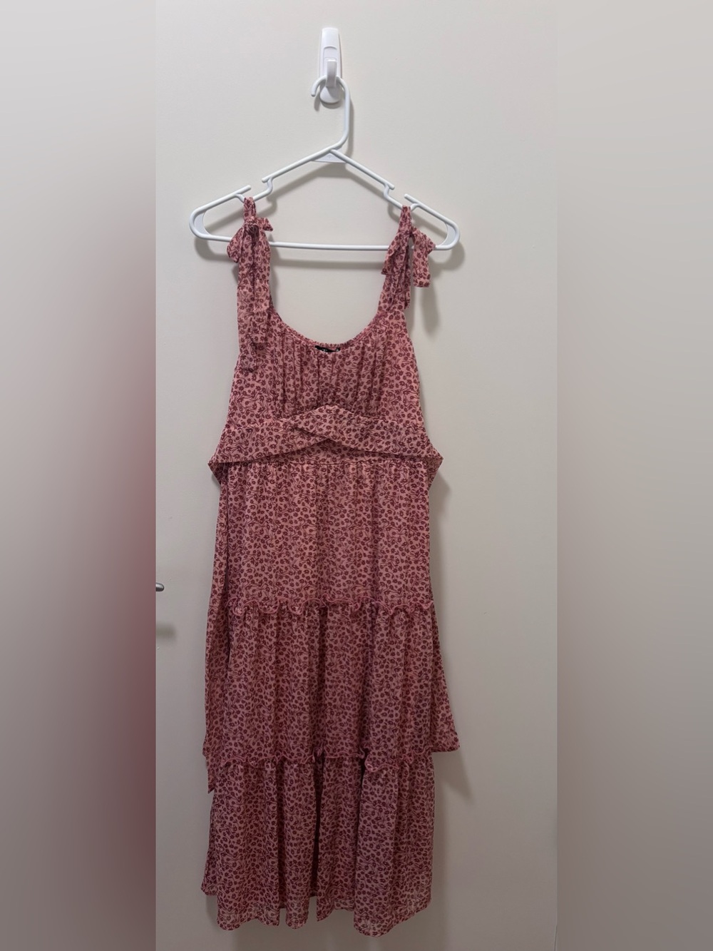 Trixxi Dusty Rose Floral Tie-Shoulder Maxi Dress
